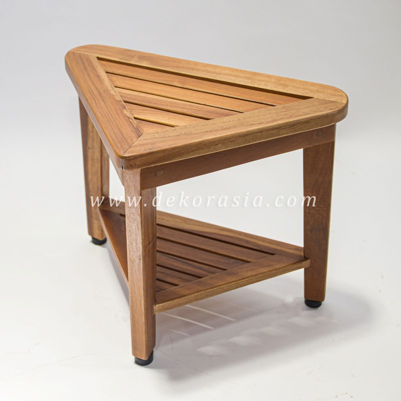 Teak Shaving Stool 3 Legs with Rubber Feet
